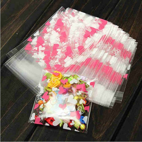 Mini Pink Heart Cellophane 100 Pcs